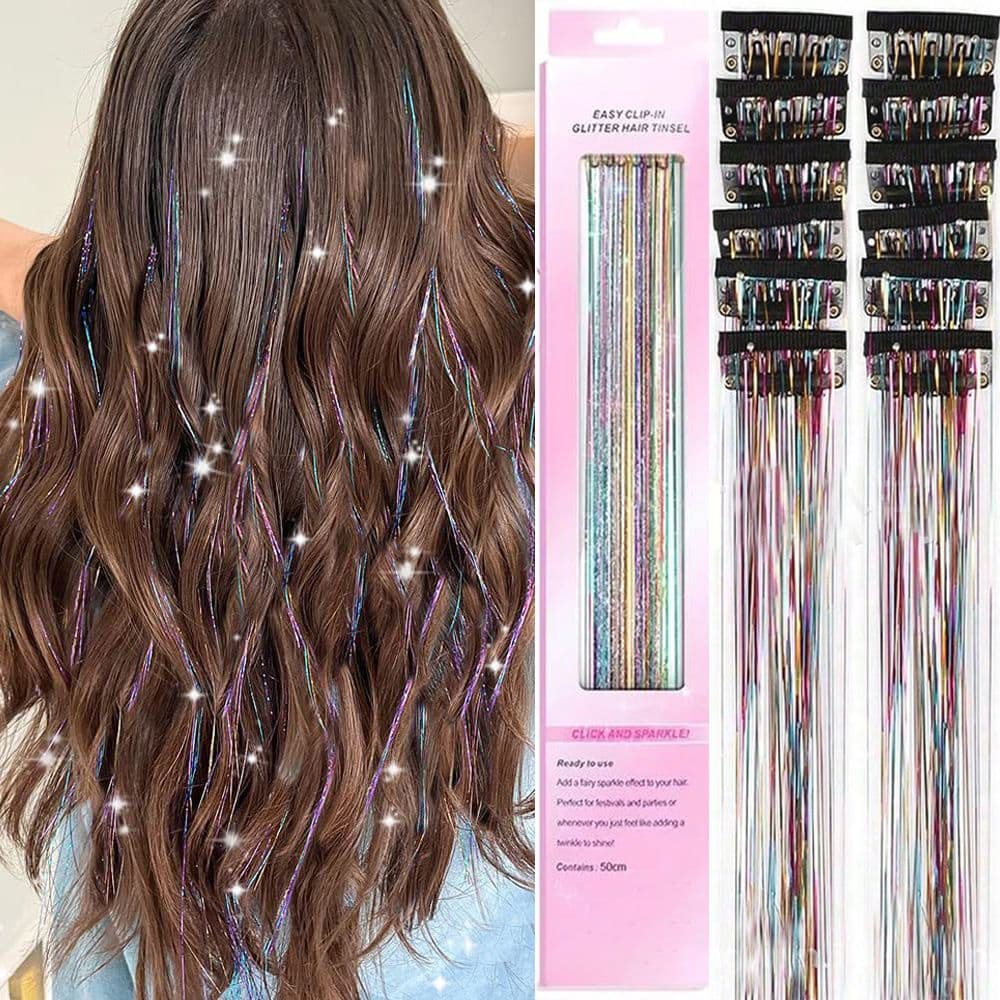 Colorful Laser Iridescent Hair Extensions - High-Temperature Fiber