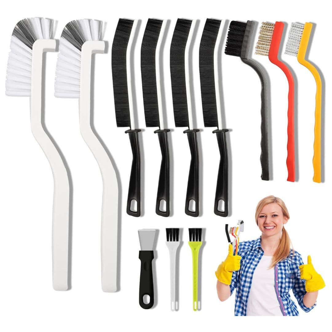 Set A Multi-Use Heavy-Duty Cleaning Brush Set - 12-Piece Hard Bristle Tool