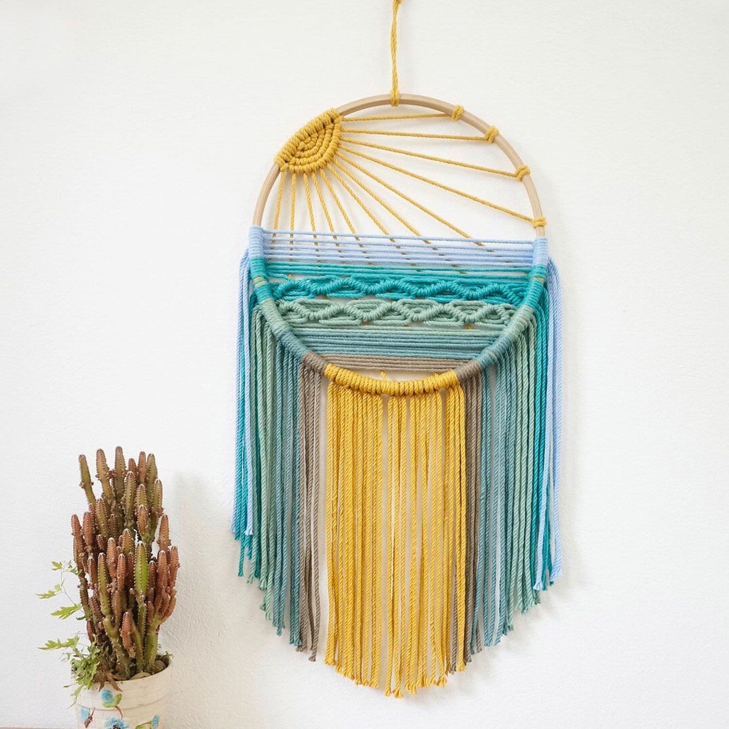 Style 1 Hand-Woven Cotton Rope Sunrise Sunset Wall Hanging - Bohemian