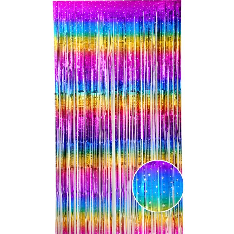5-Piece Style 2 Colorful Pastel Rainbow Metallic Fringe Curtain - 1x2m