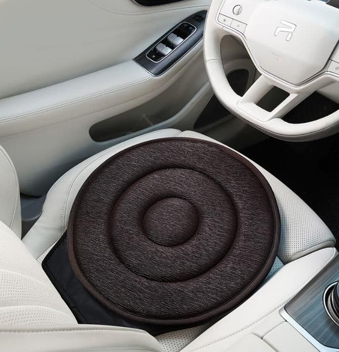 Brown 360° Swivel Car Seat Cushion - Portable Rotating Transfer Aid