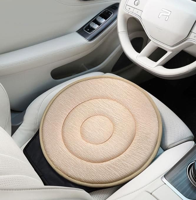 Beige 360° Swivel Car Seat Cushion - Portable Rotating Transfer Aid