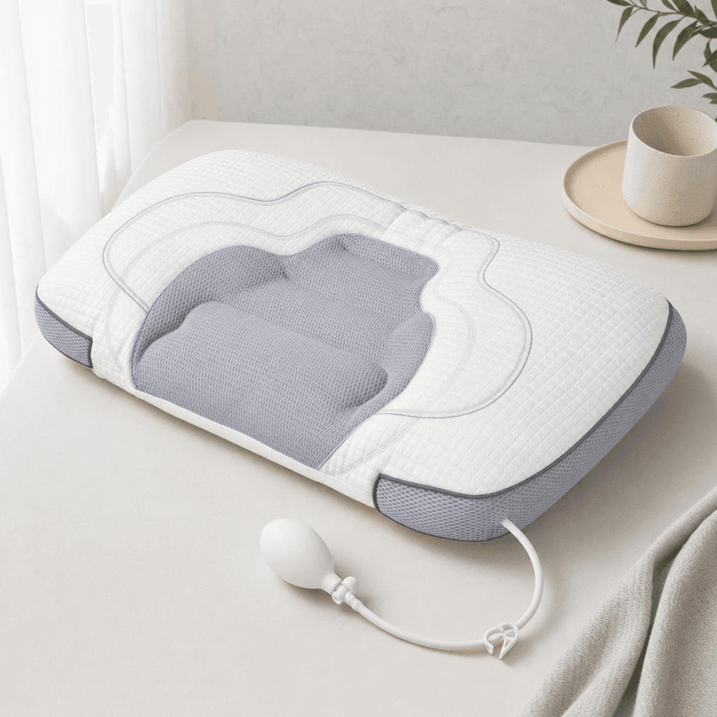 Adjustable Height Air Chamber Pillow - 48 × 74 cm Polyester Fibre Neck