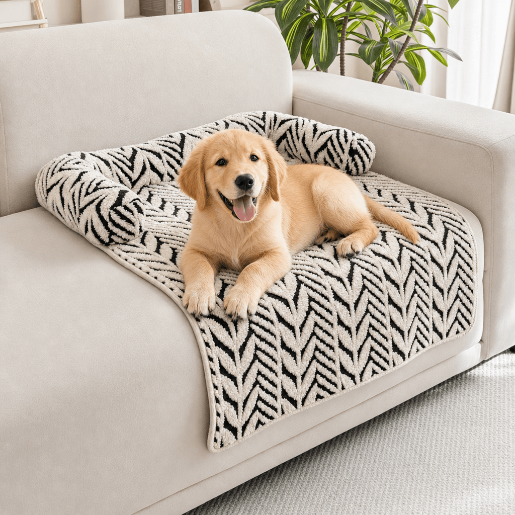 Grey Plush Pet Bed Mat - 60 × 80 cm Polyester Fibre - Thickened Soft