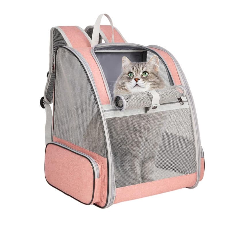 Pink Breathable Pet Carrier Backpack - 35 × 29 × 41 cm Oxford Fabric Travel