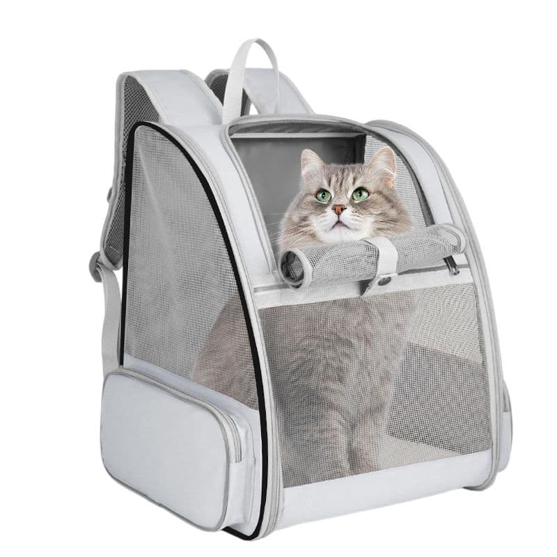 Grey Breathable Pet Carrier Backpack - 35 × 29 × 41 cm Oxford Fabric Travel