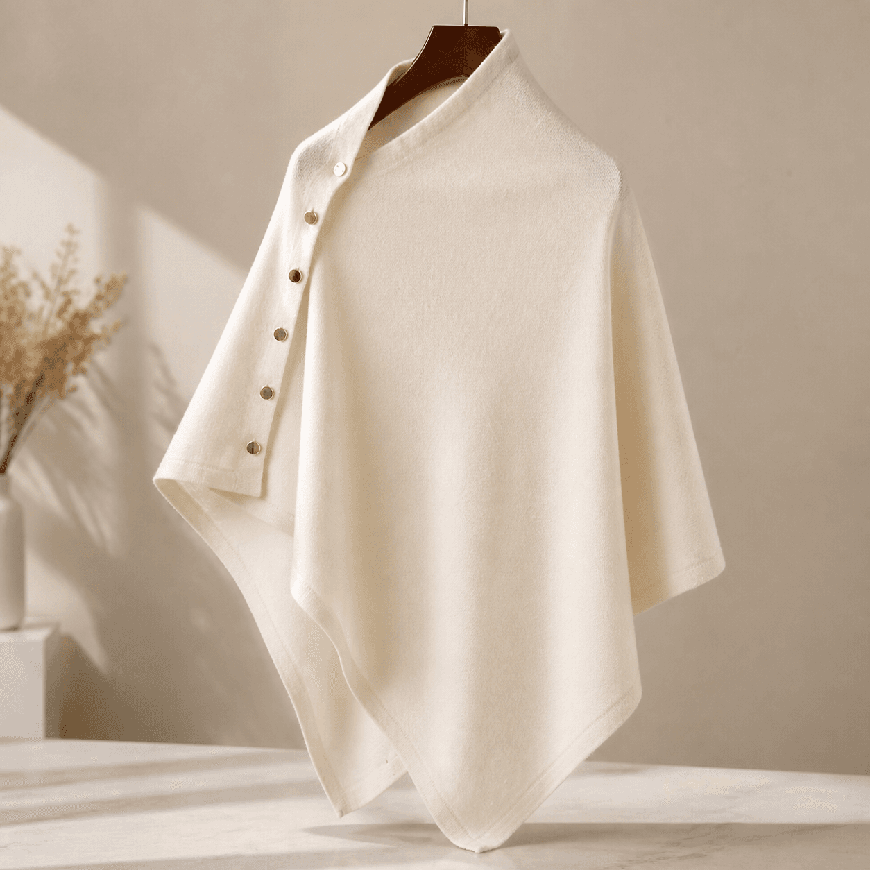 White Women's Winter Shawl Wrap - 140 × 56 cm Polyester Two Way Knitted Cape