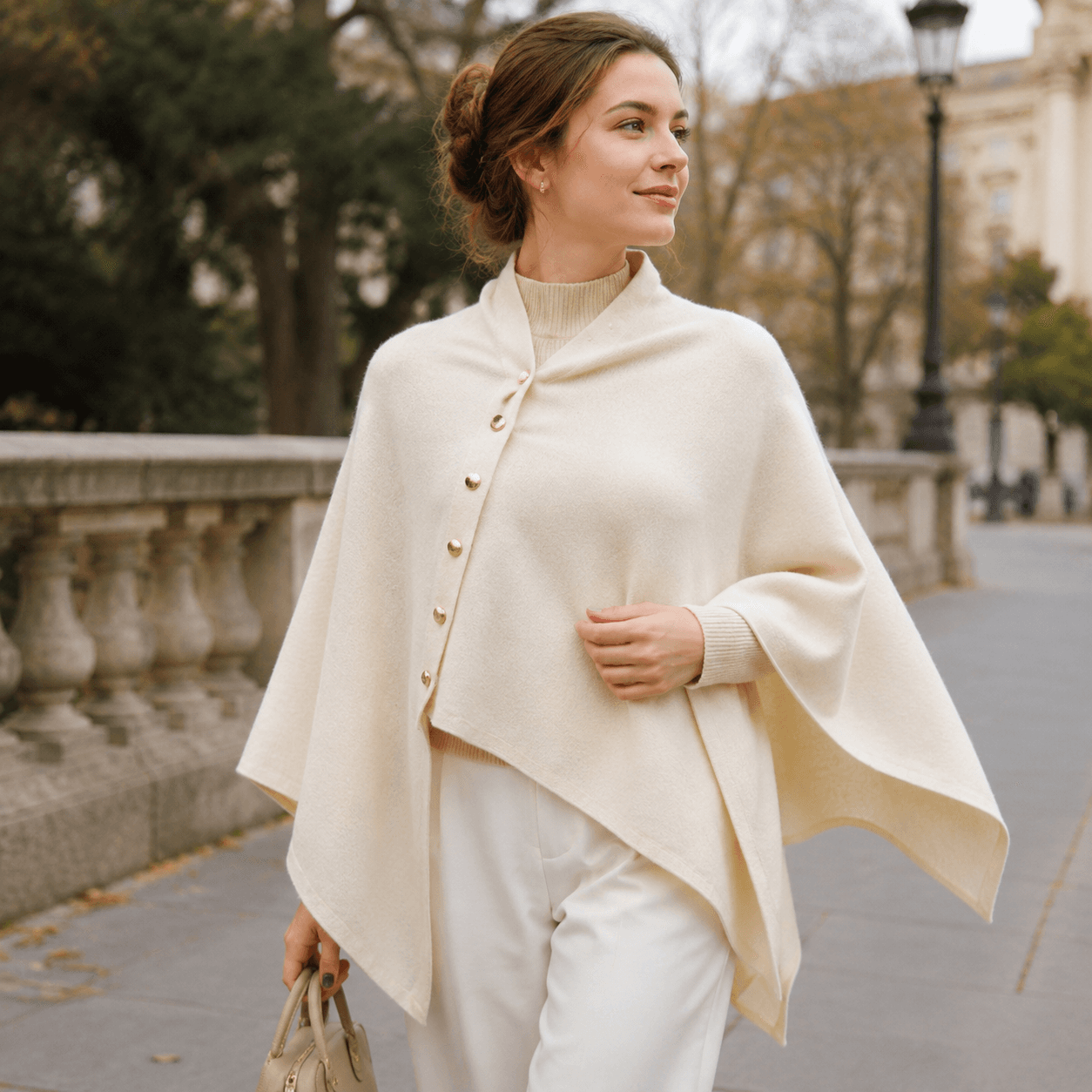 Khaki Women's Winter Shawl Wrap - 140 × 56 cm Polyester Two Way Knitted Cape