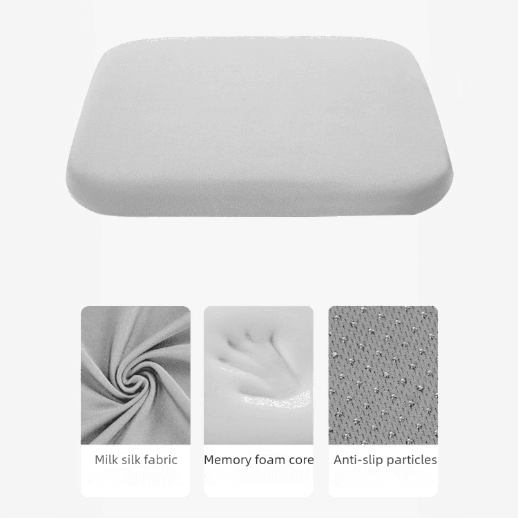 Grey Memory Foam Seat Cushion - 45 × 45 × 4.5 cm Polyester Cover, Removable
