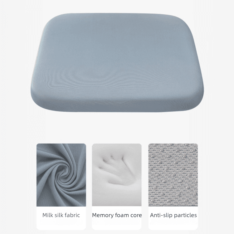 Light Blue Memory Foam Seat Cushion - 45 × 45 × 4.5 cm Polyester Cover
