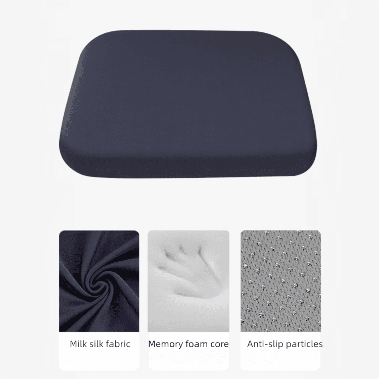 Dark Blue Memory Foam Seat Cushion - 45 × 45 × 4.5 cm Polyester Cover