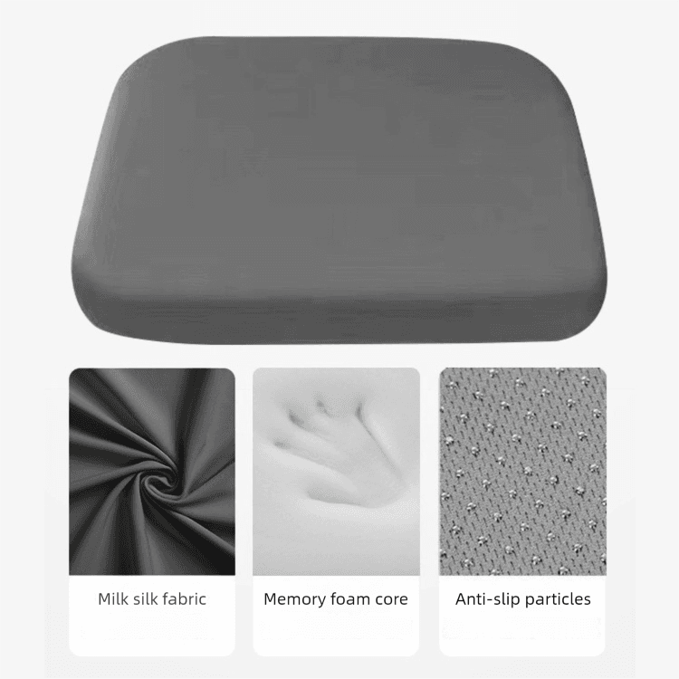 Dark Grey Memory Foam Seat Cushion - 45 × 45 × 4.5 cm Polyester Cover