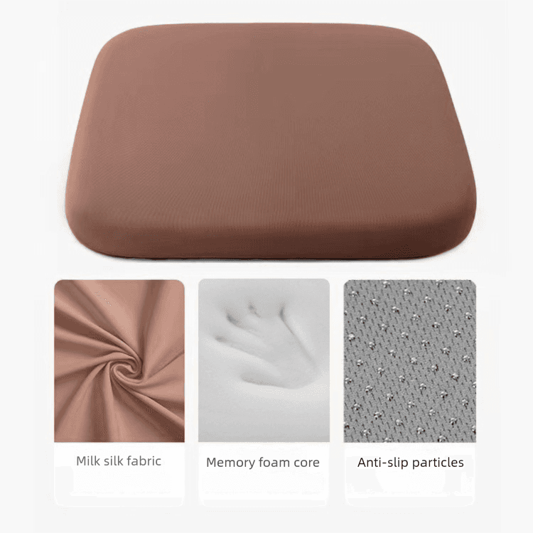 Brown Memory Foam Seat Cushion - 45 × 45 × 4.5 cm Polyester Cover, Removable