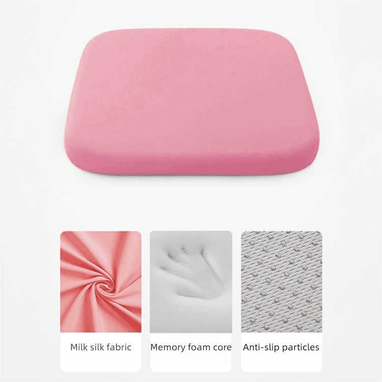 Pink Memory Foam Seat Cushion - 45 × 45 × 4.5 cm Polyester Cover, Removable