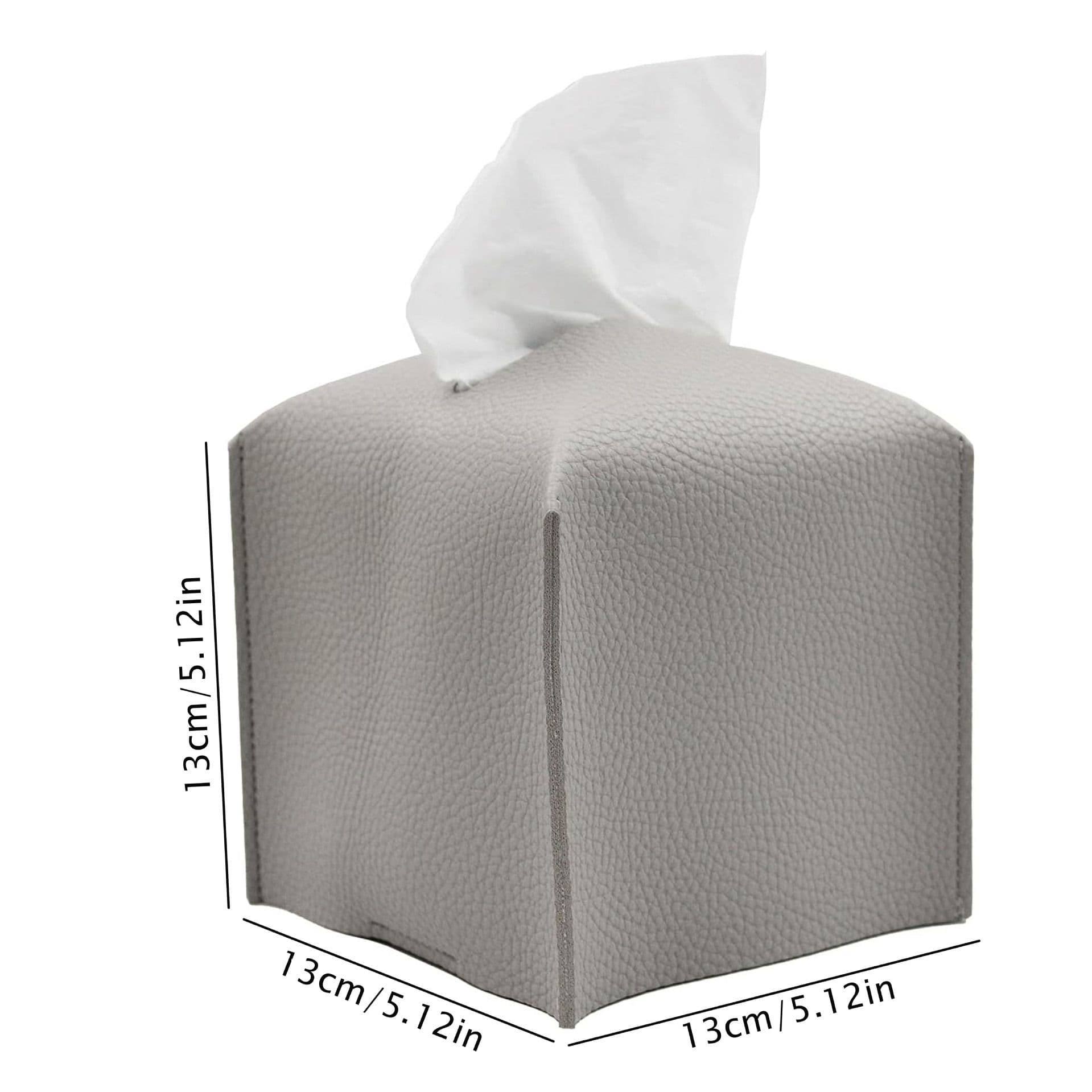 2 Pack Grey PU Leather Rectangular Tissue Box Covers - Grey Rectangular