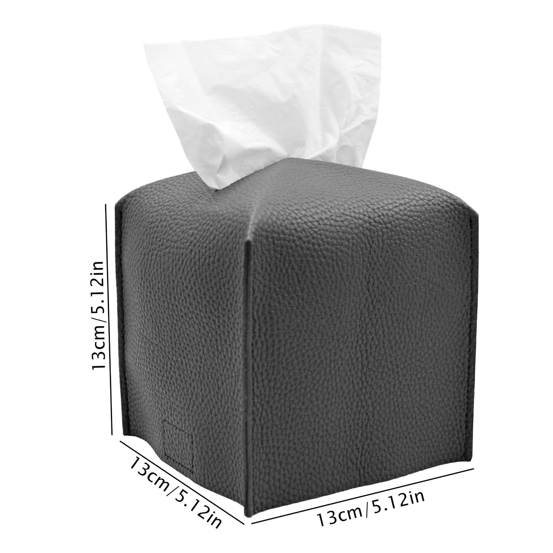 2 Pack Dark grey PU Leather Rectangular Tissue Box Covers Foldable Roll
