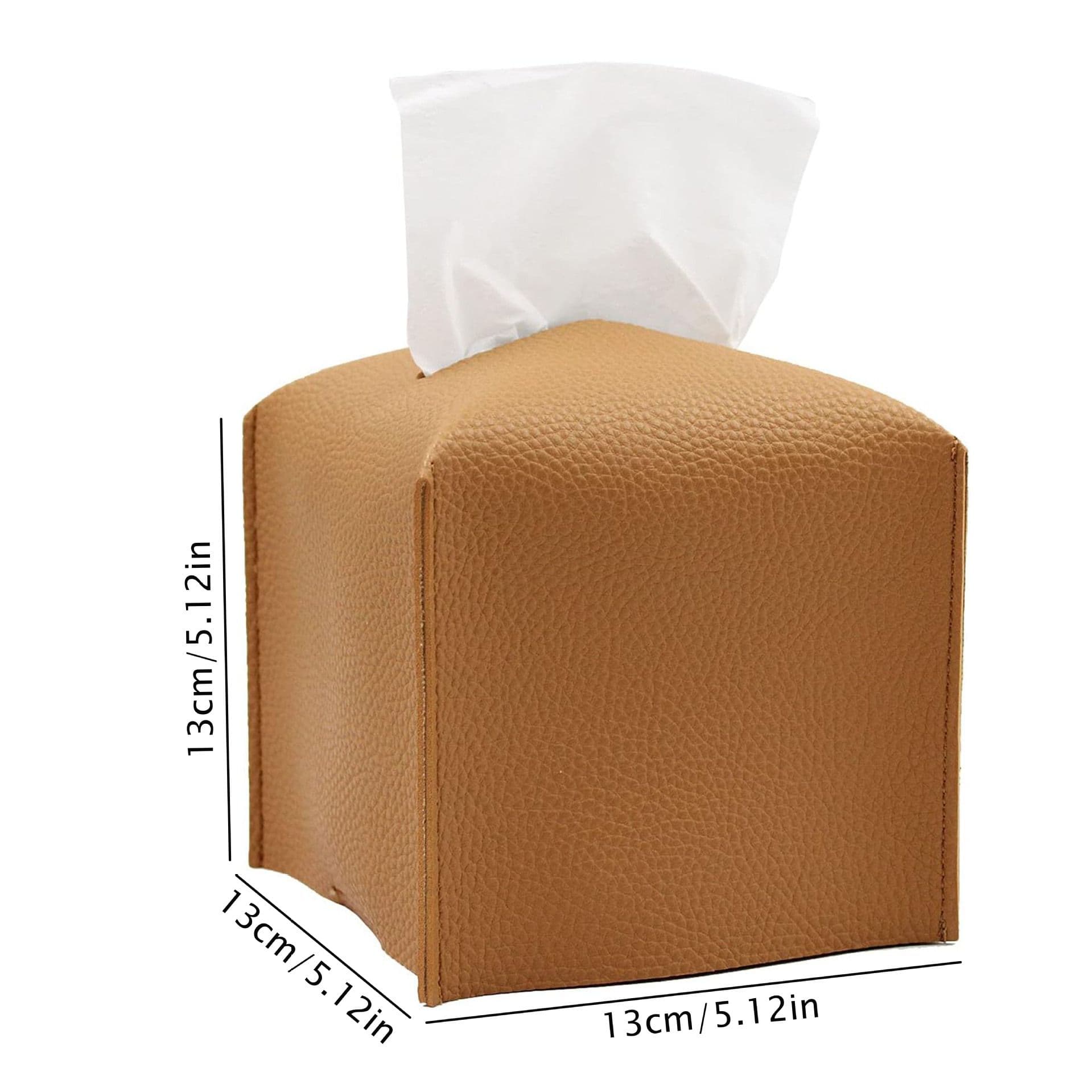 2 Pack Brown PU Leather Rectangular Tissue Box Covers - Brown Rectangular
