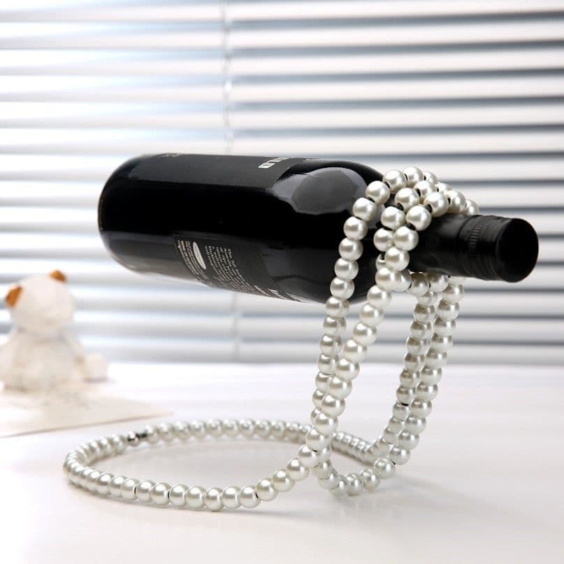 White Pearl Floating Wine Rack - Creative Gravity-Defying Wine Bottle