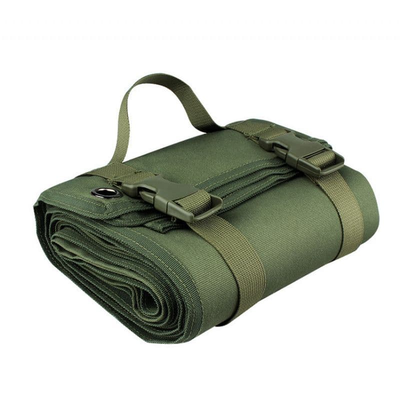 200 × 75 cm Green Outdoor Tactical Roll-Up Shooting Mat - MOLLE Webbing