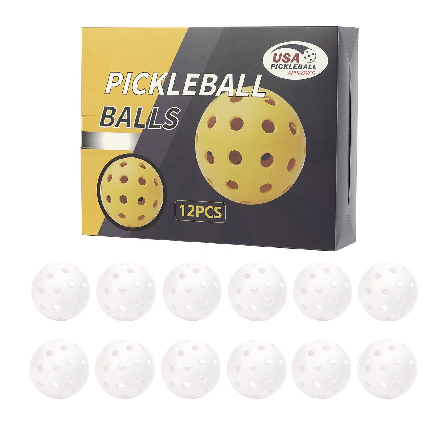 12-Pack White Professional Outdoor Pickleballs in Deluxe Gift Box - Seamless