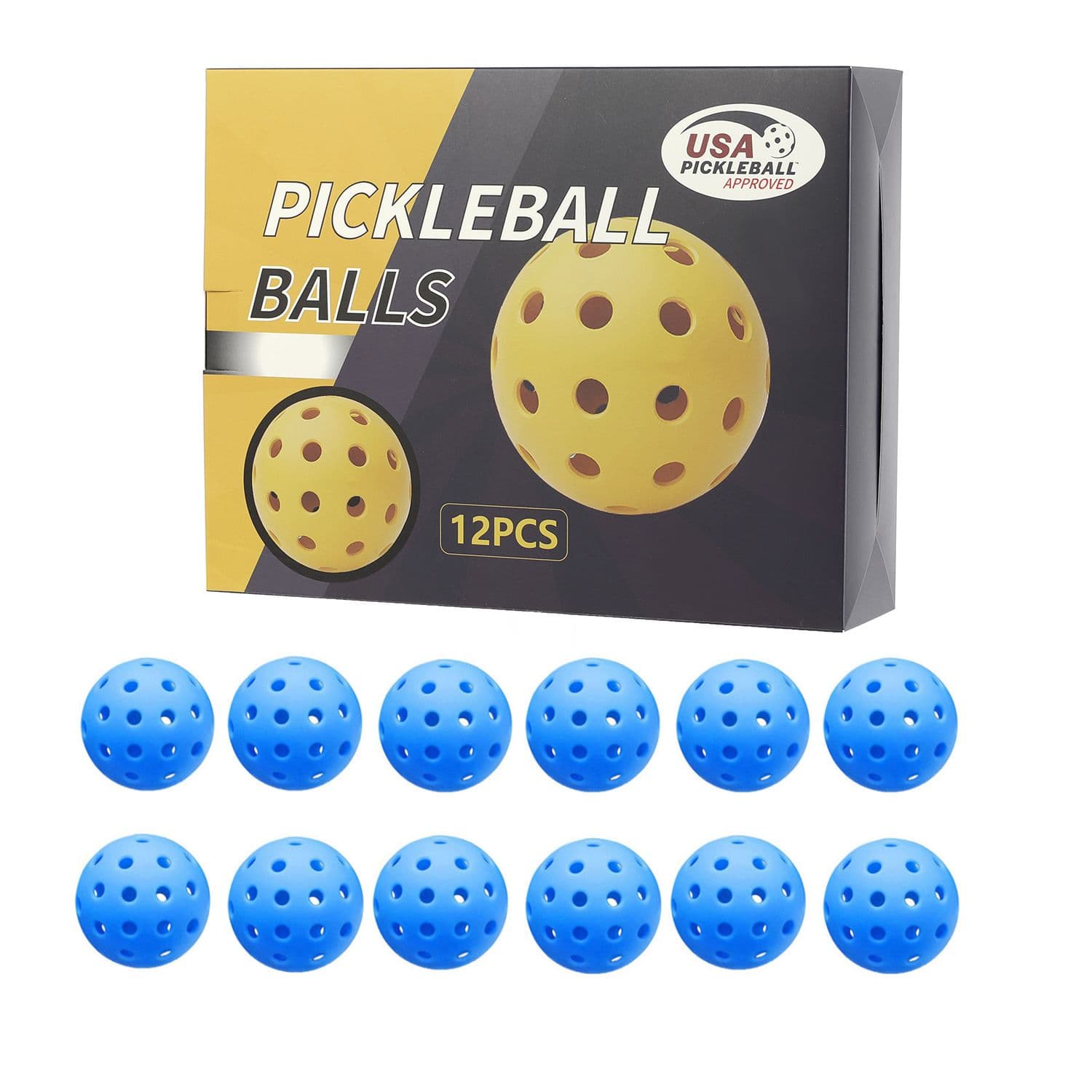 12-Pack Blue Professional Outdoor Pickleballs in Deluxe Gift Box - Seamless