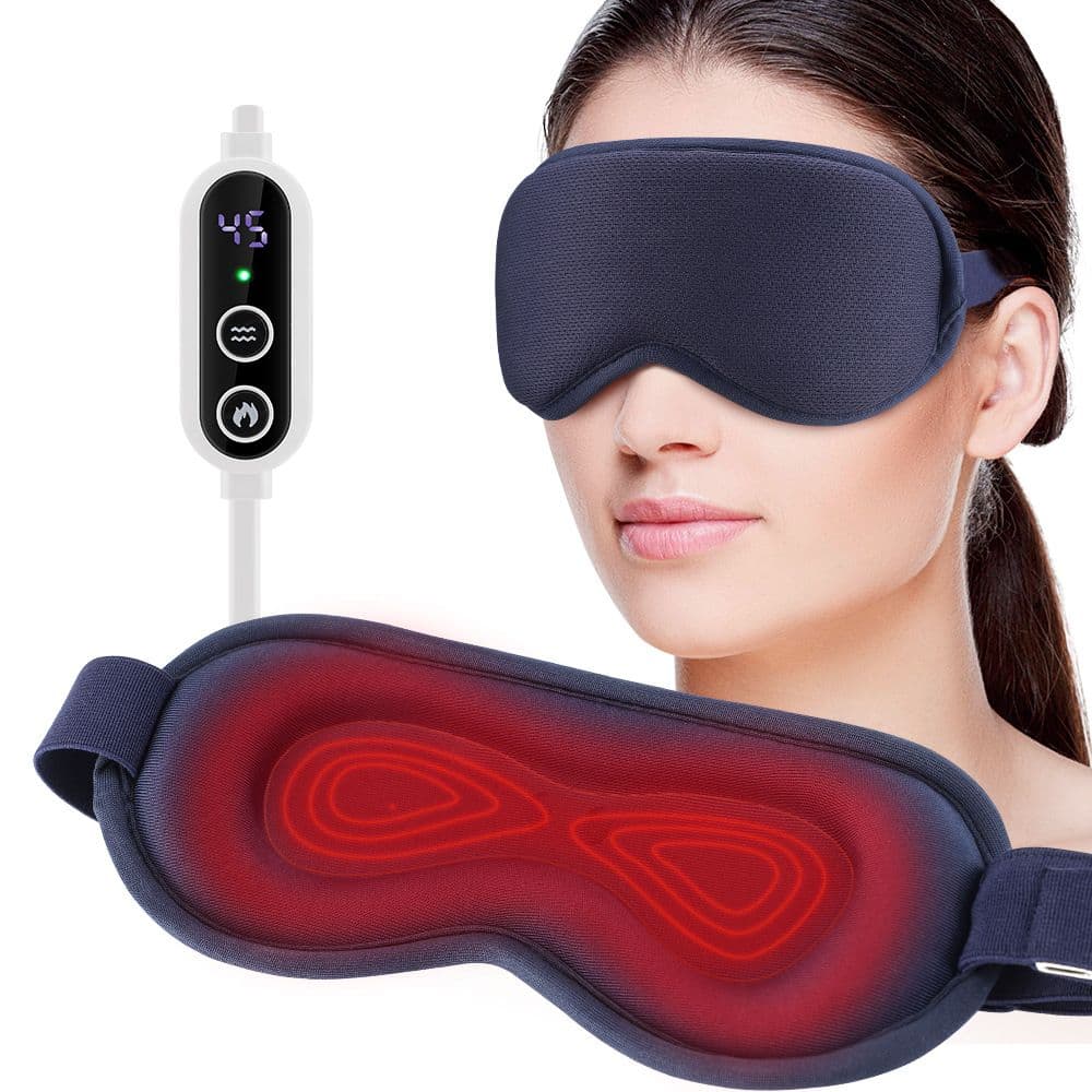 Dark Blue 3D Surround Heated Eye Massager with 1.2M USB-C Digital Display