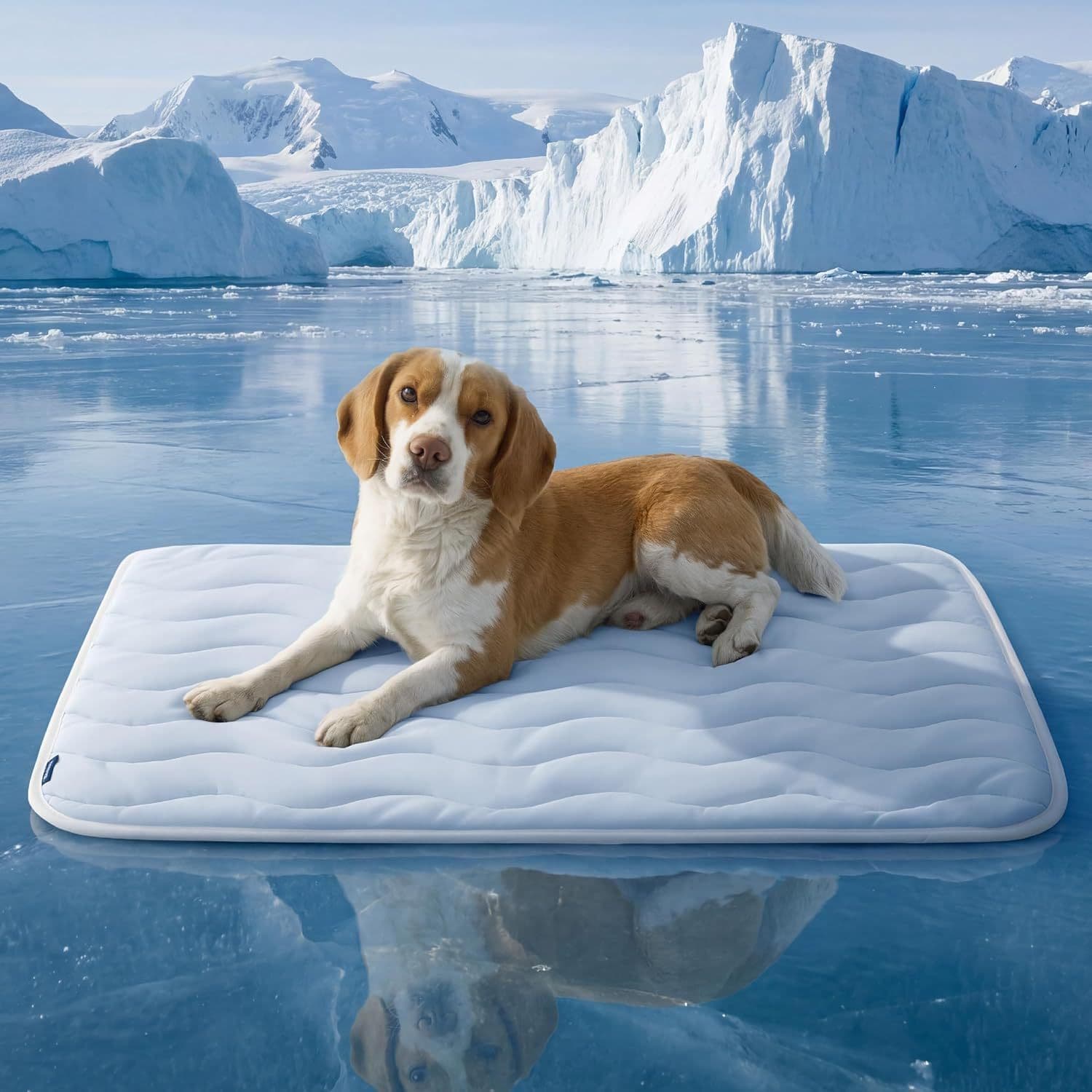 91 × 58 cm Blue Wave Quiltied Pet Cooling Mat - Washable Self-Cooling