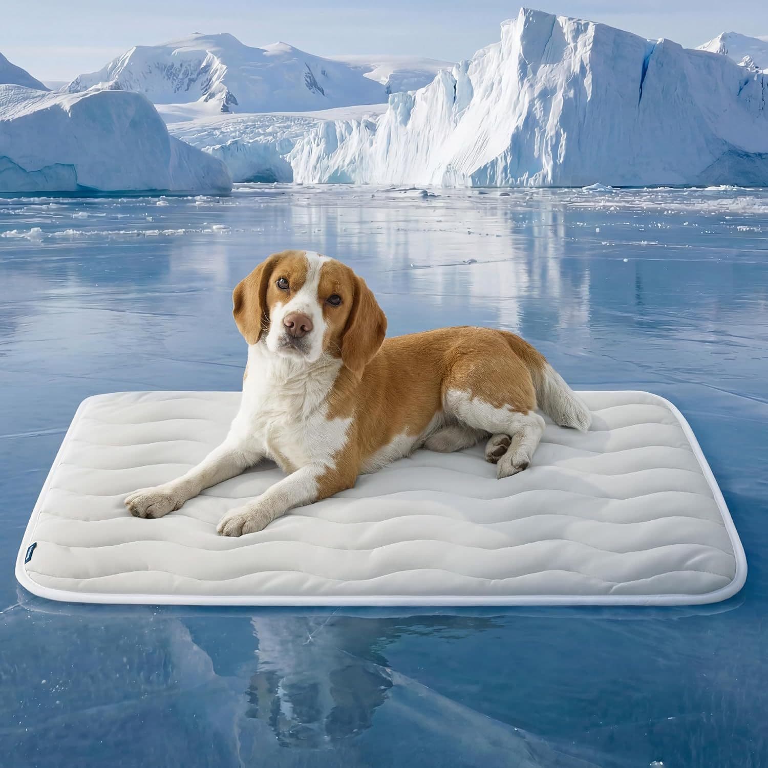 91 × 58 cm Grey Wave Quiltied Pet Cooling Mat - Washable Self-Cooling
