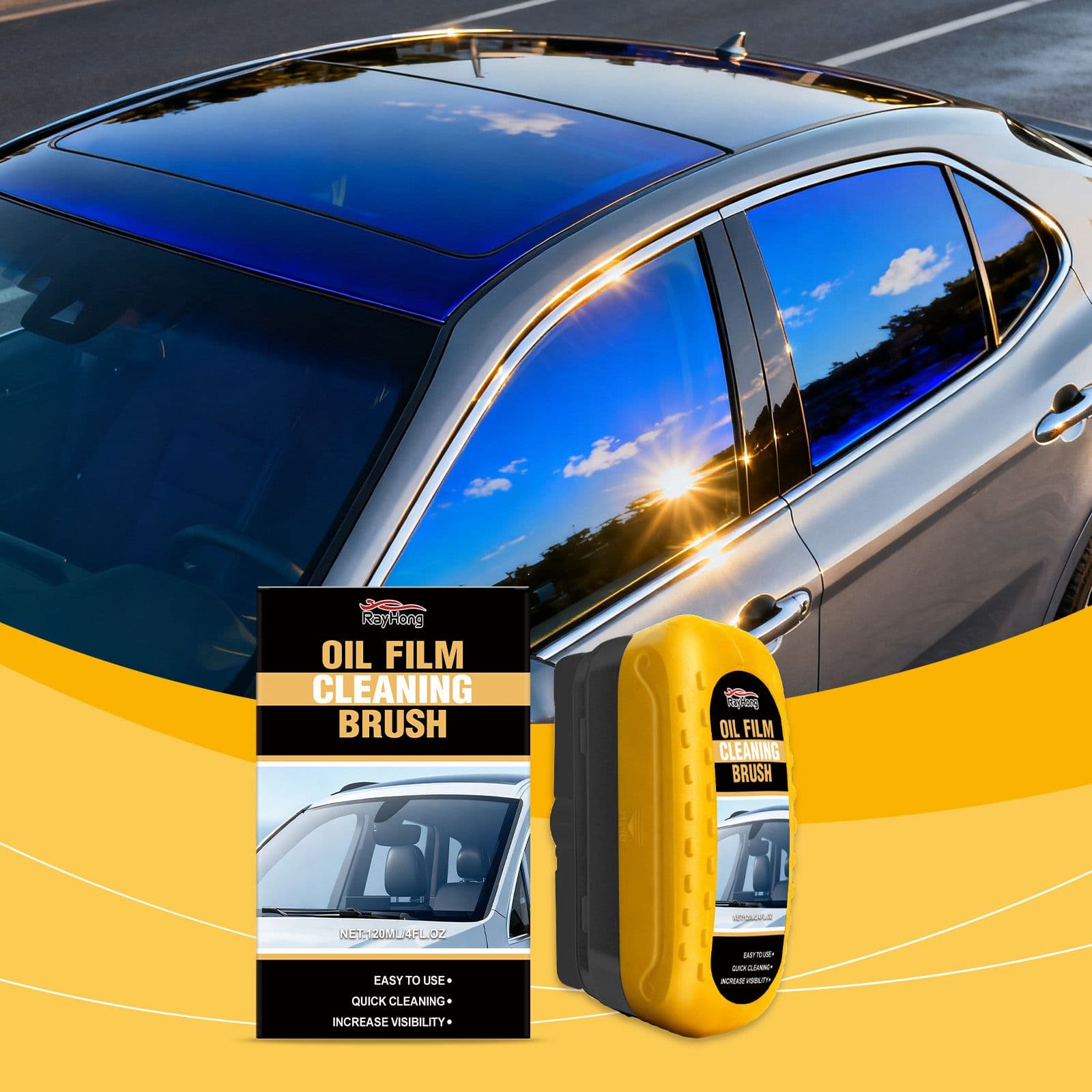 120 ml Car Windshield Glass Oil Film Remover Cleansing Brush - Automative