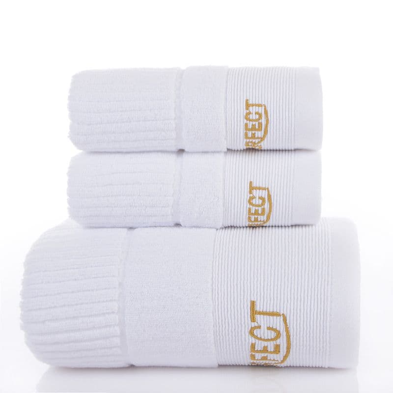 3-Piece Babylon White Cotton Towel and Bath Towel Gift Set - Soft Absorbent