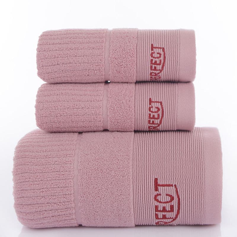 3-Piece Babylon Pink Cotton Towel and Bath Towel Gift Set - Soft Absorbent
