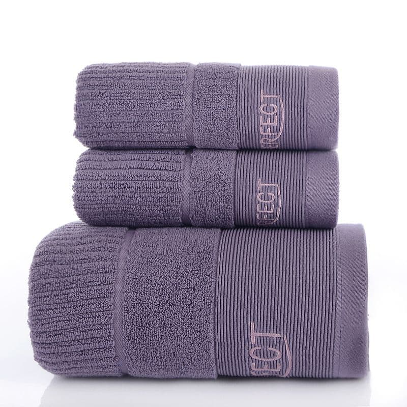 3-Piece Babylon Purple Cotton Towel and Bath Towel Gift Set - Soft Absorbent