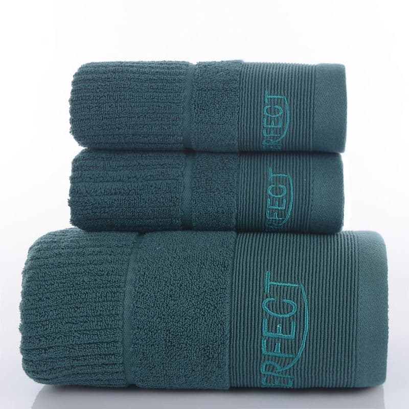 3-Piece Babylon Dark Green Cotton Towel and Bath Towel Gift Set - Soft