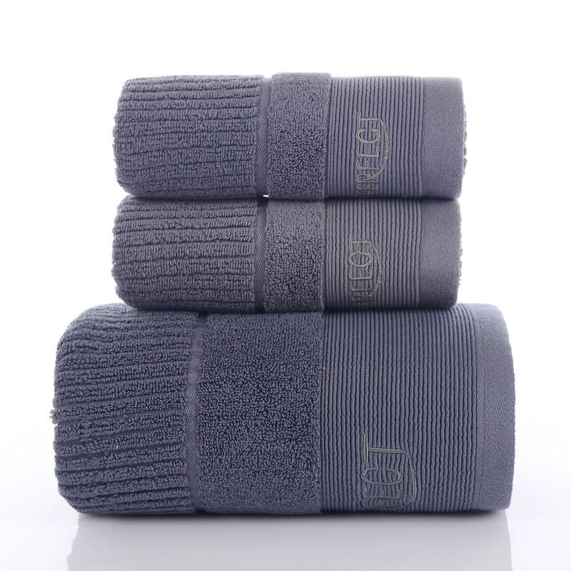 3-Piece Babylon Grey Cotton Towel and Bath Towel Gift Set - Soft Absorbent