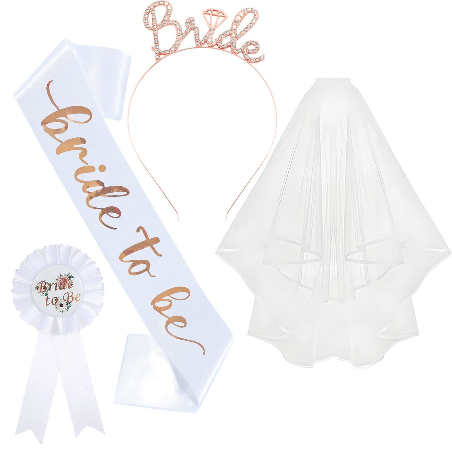 White and Rose Gold Bride to Be Bachelorette Party - White Rose Gold