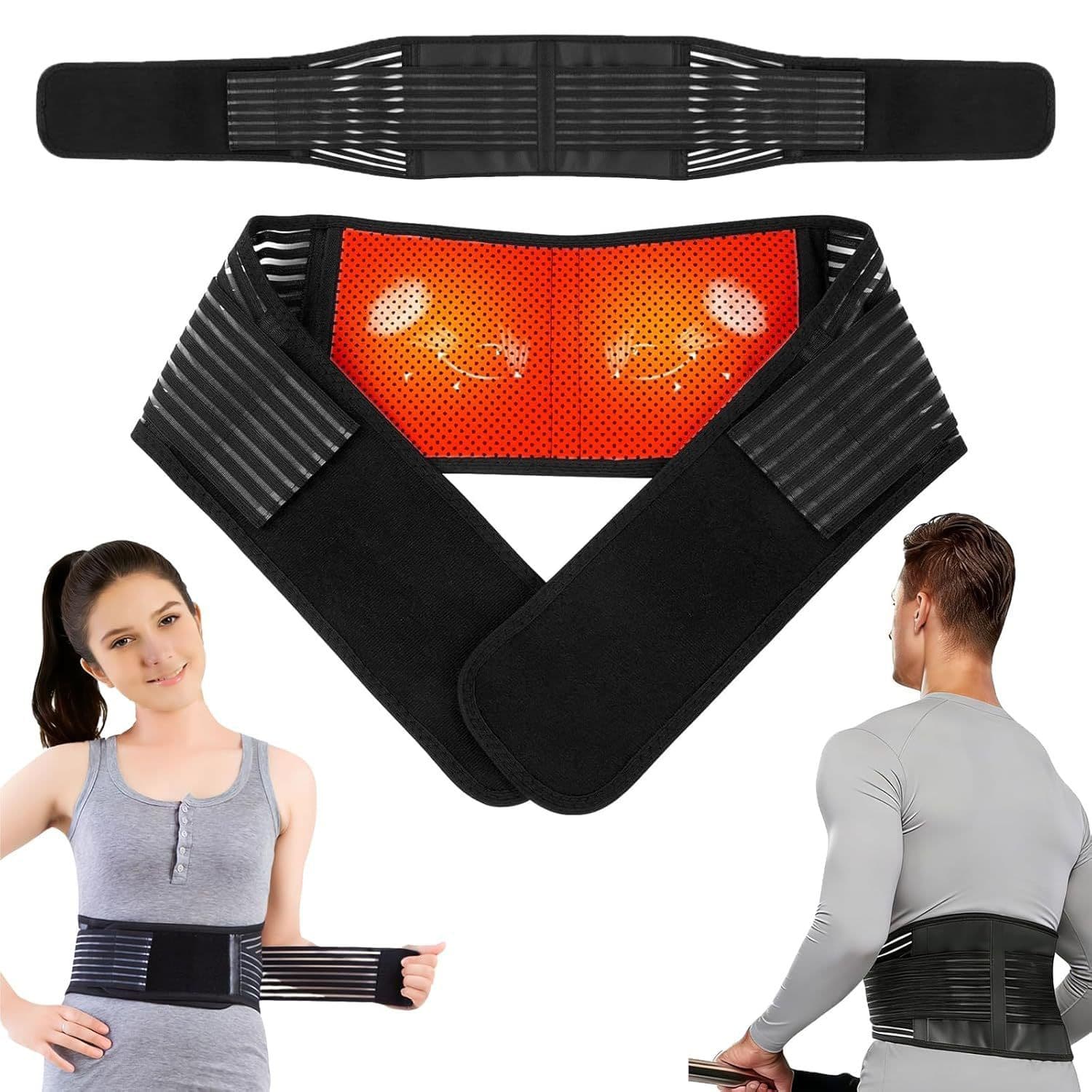 Self Heating Magnetic Therapy Back & Abdomen Compression Brace with 2