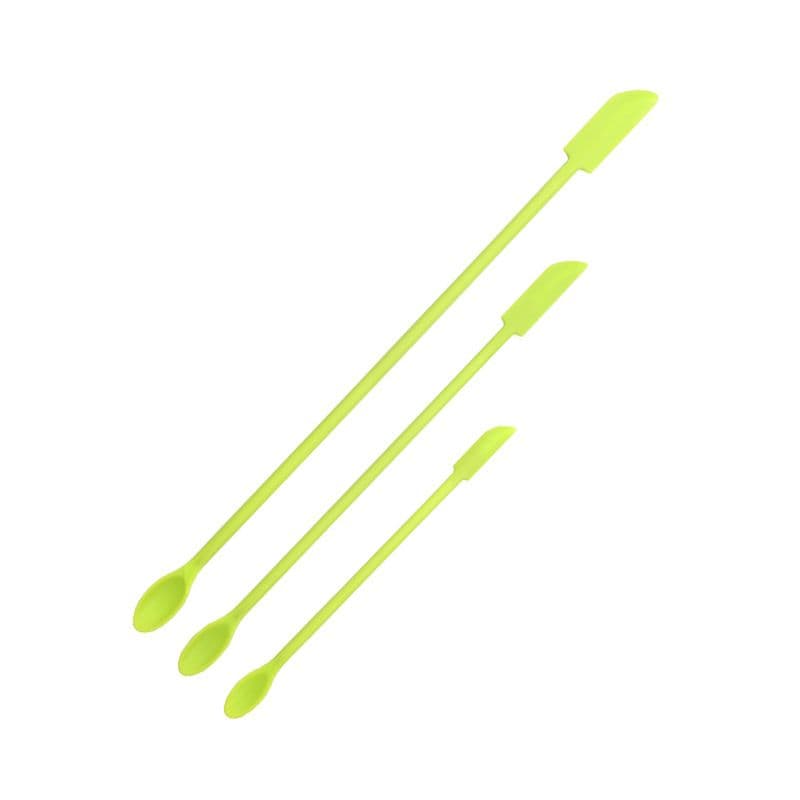 Green Silicone Mini Double Ended Spatula Spoon 3-Piece Set Sizes - Flexible