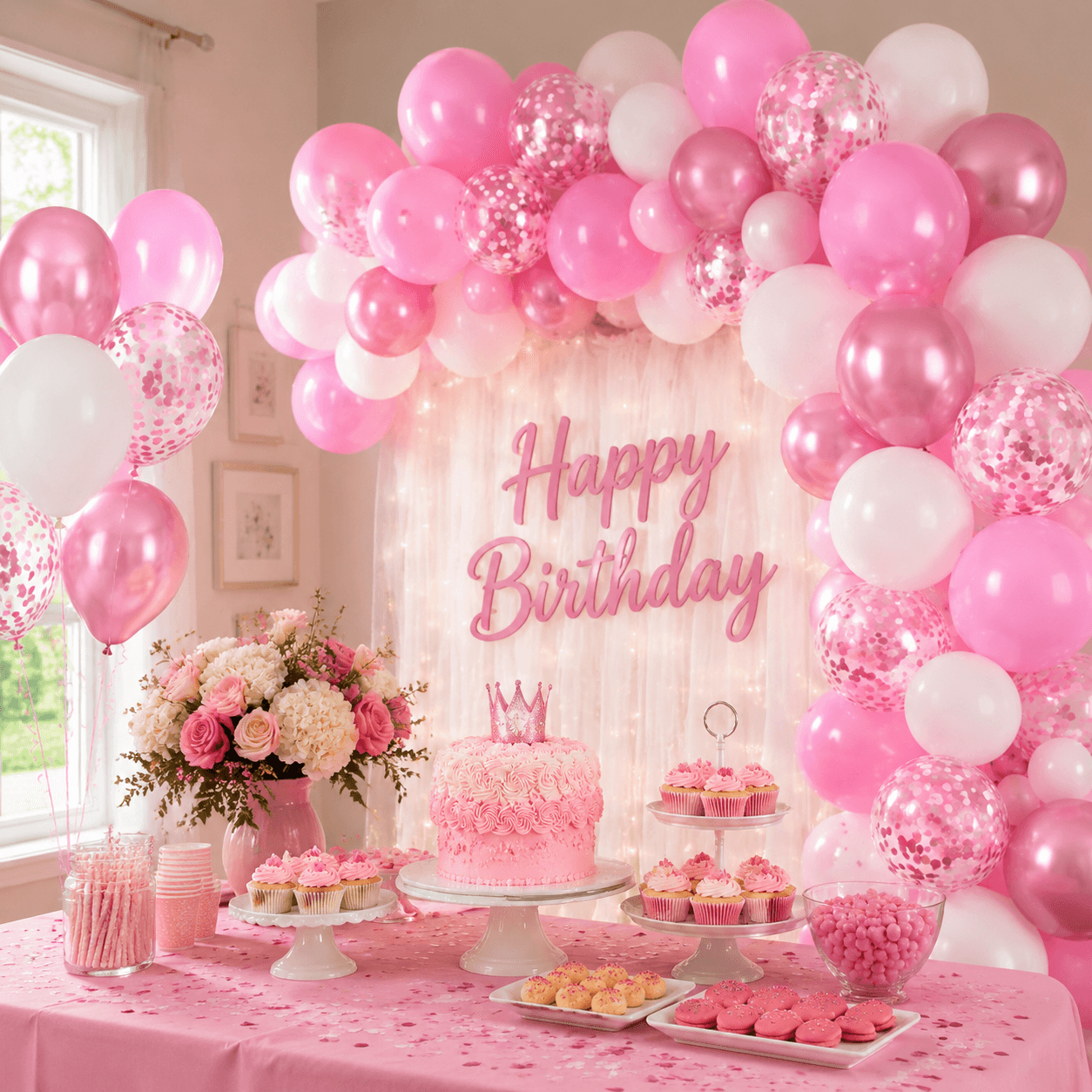 Pink 60-Piece Balloon Set 12 Inch Thickened Party Balloons with Confetti