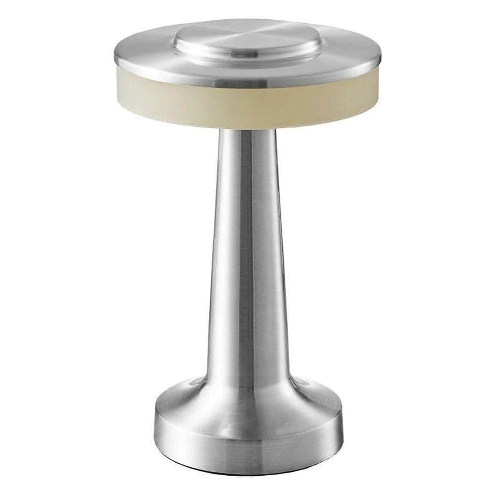 Silver Rechargeable UFO Table Lamp Touch Control LED - Silver Bedside