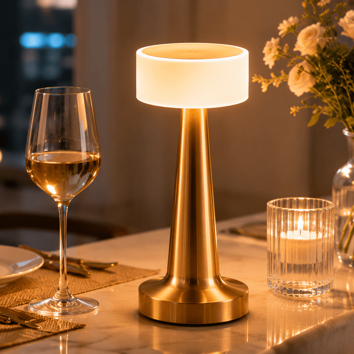Gold Rechargeable Acrylic Shade UFO Table Lamp Touch Control LED - Gold Ufo