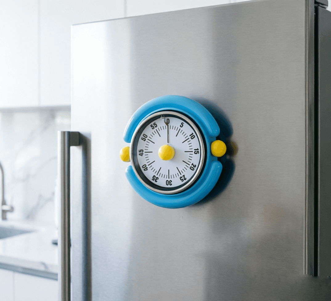 Blue Visual Mechanical Kitchen Timer with Magnetic Backing - Battery-Free