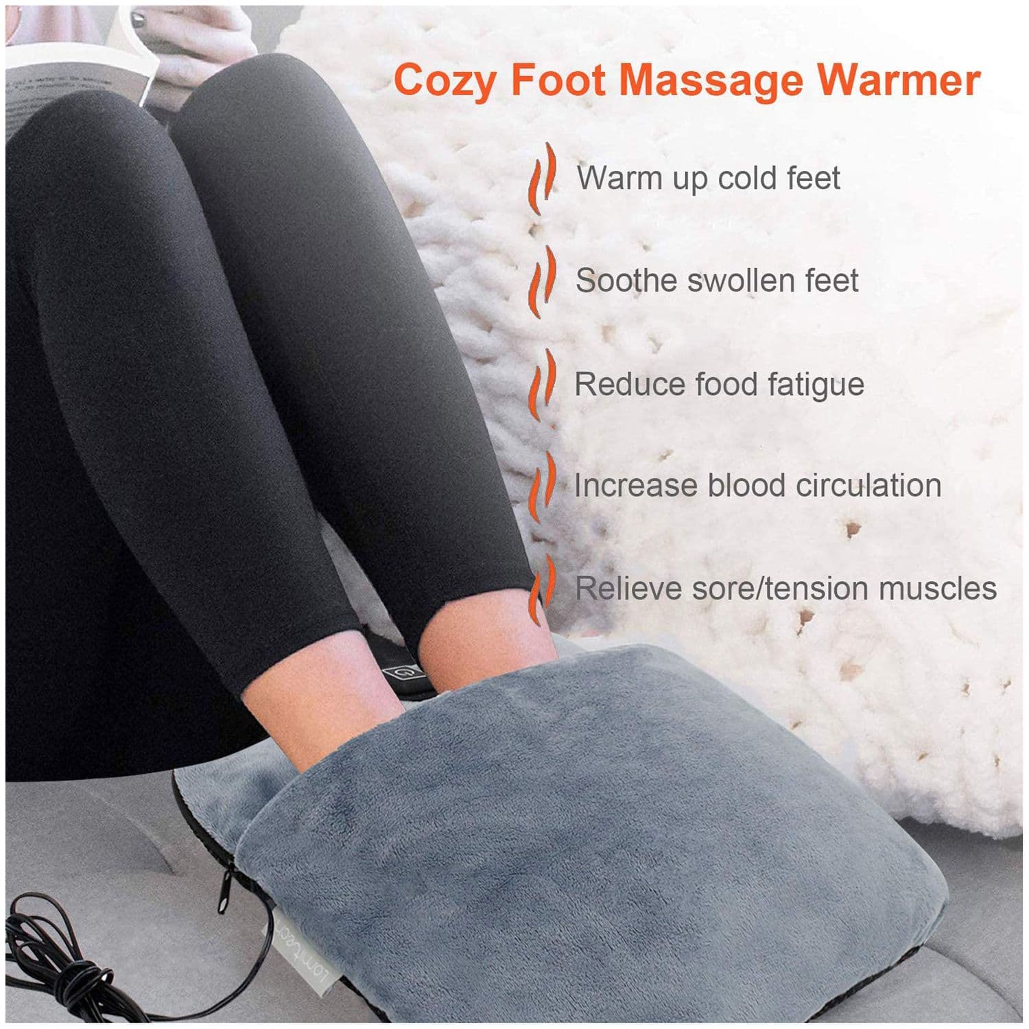 USB Heated Foot Warmer Electric Foot Heating and Vibration Massage Plush USB
