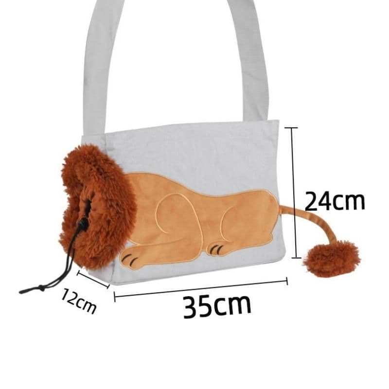 Lion Style Canvas Pet Carrier Grey Bag（small size 35 × 12 × 24 cm）