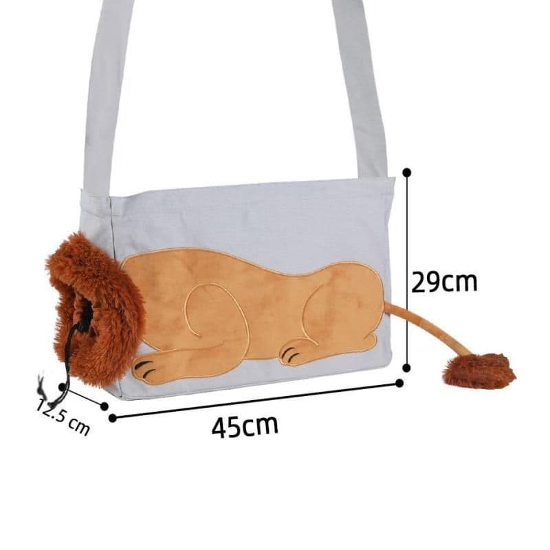 Lion Style Canvas Pet Carrier Grey Bag（big size 45 × 12.5 × 29 cm）