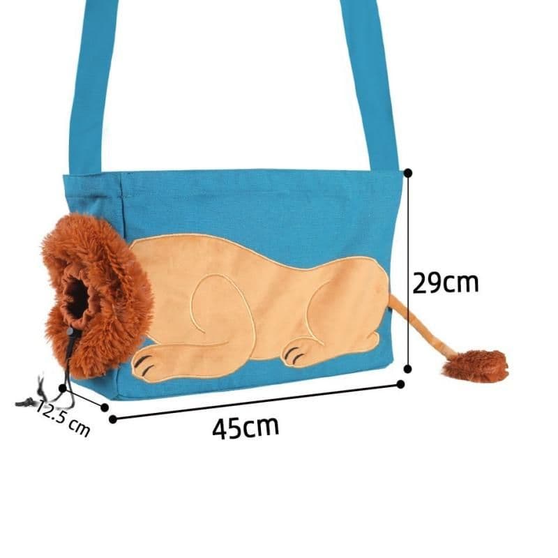 Lion Style Canvas Pet Carrier Blue Bag（big size 45 × 12.5 × 29 cm）