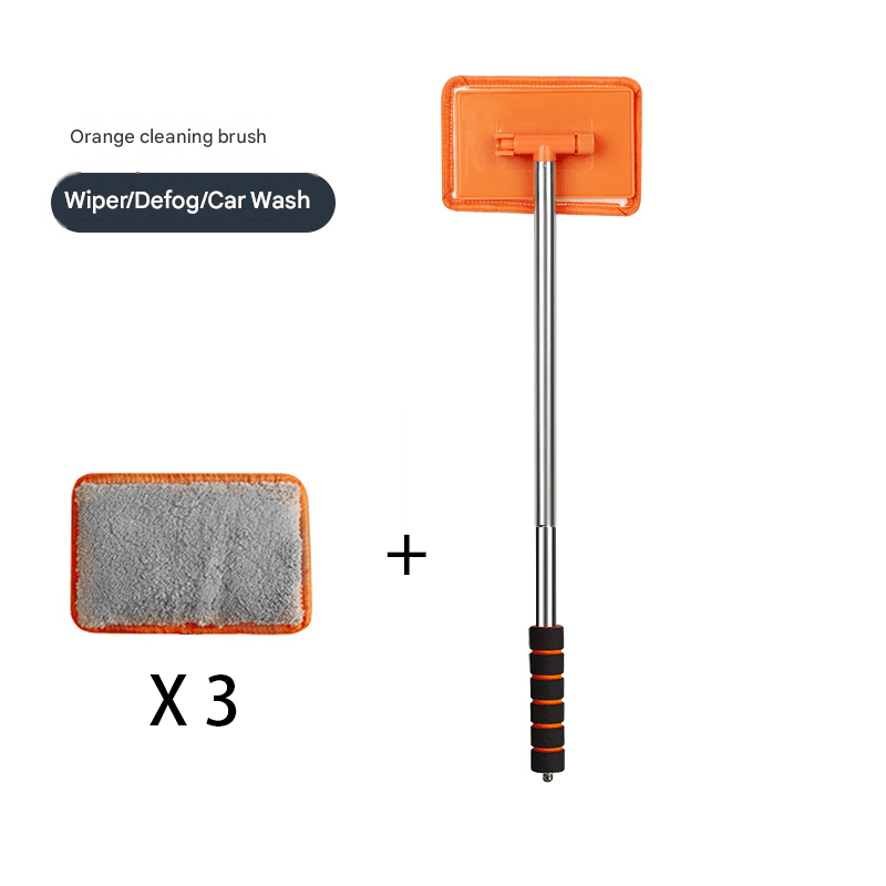 Orange Telescopic Car Windshield Cleaning Brush with 3 Replacement