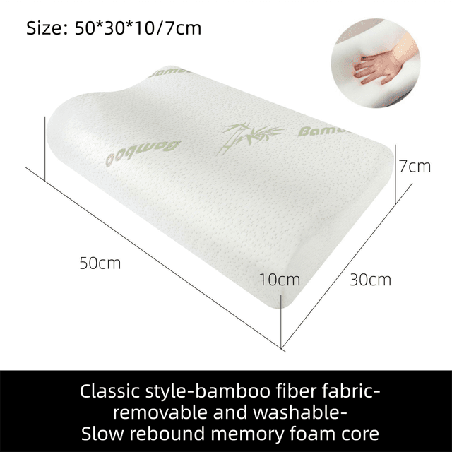 2 Pack Wave Shaped Contour Memory Foam Pillow - Size 50 × 30 cm / F50 Style