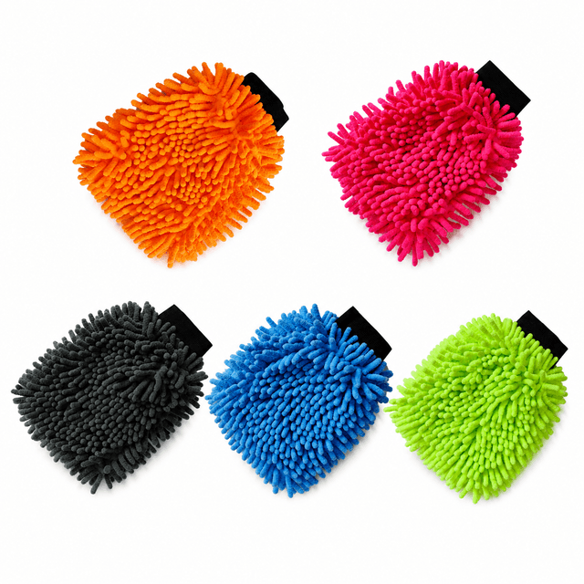 5-Piece Chenille Car Wash Mitts, Thickened Microfiber Cleaning Gloves