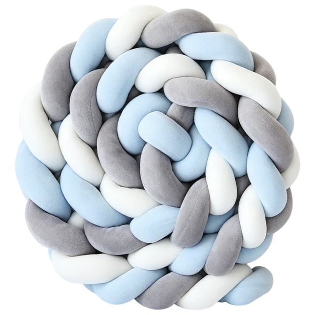 White & Grey & Blue 2M Nordic 3-Strand Hand-Braided Knot - White Grey Blue