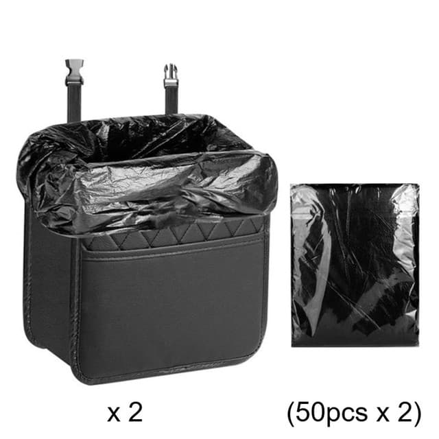 2-Pack Car Seat Back Organiser and Trash Can with 100 Trash Bags Multiple